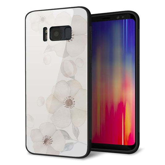 docomo ギャラクシー S8 SC-02J 強化ガラス&TPUスマホケース ガラプリ【SC952 ドゥ・フルール(セピア)】