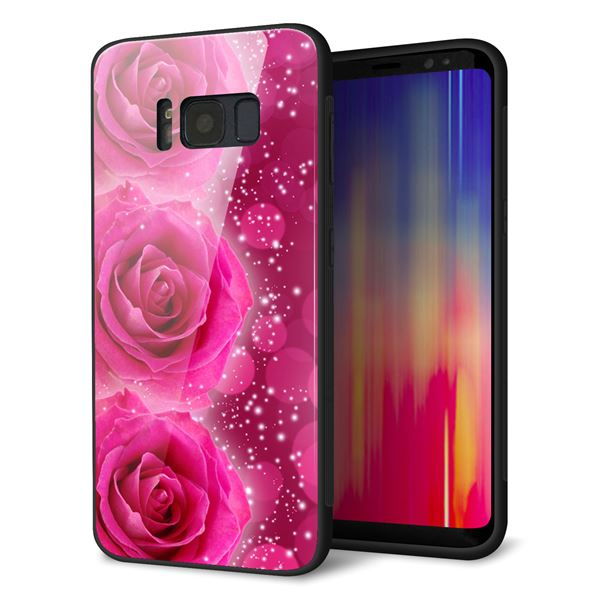 docomo ギャラクシー S8 SC-02J 強化ガラス&TPUスマホケース ガラプリ【VA815 3連のバラ】