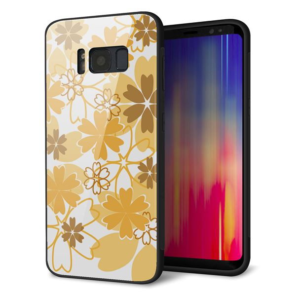 docomo ギャラクシー S8 SC-02J 強化ガラス&TPUスマホケース ガラプリ【VA959 重なり合う花 オレンジ】