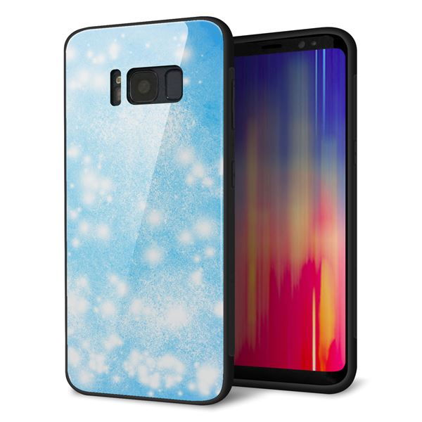 docomo ギャラクシー S8 SC-02J 強化ガラス&TPUスマホケース ガラプリ【YJ289 デザインブルー】