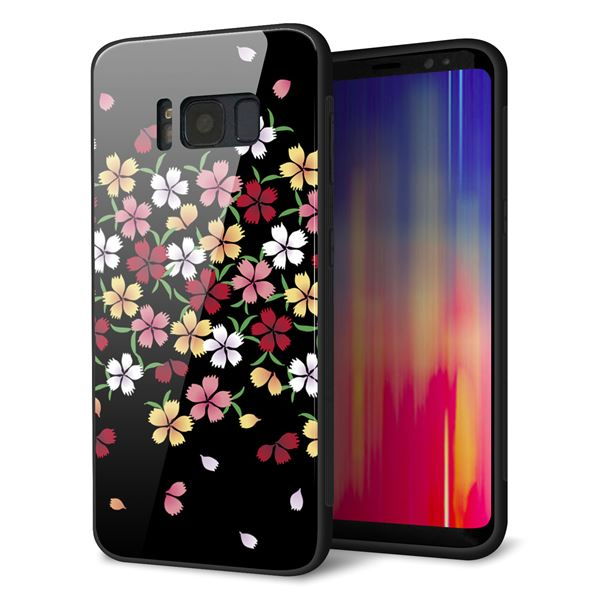 docomo ギャラクシー S8 SC-02J 強化ガラス&TPUスマホケース ガラプリ【YJ323 和柄 なでしこ】