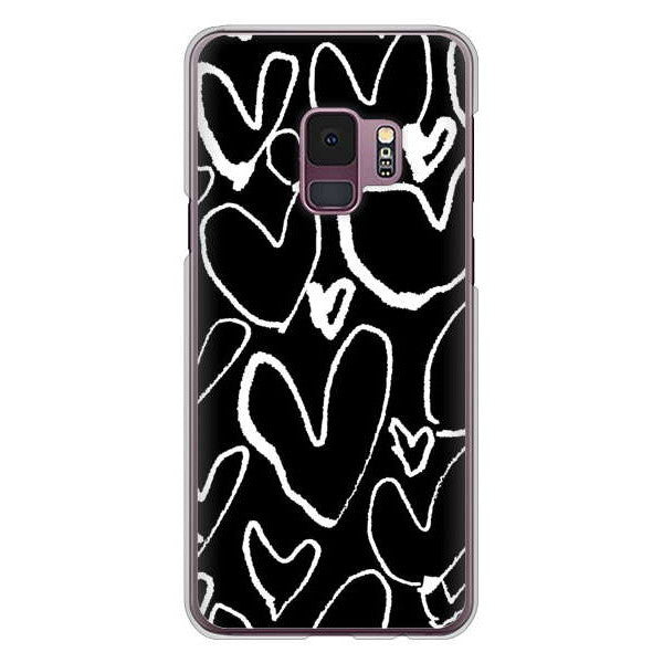 Galaxy S9 SC-02K docomo 高画質仕上げ 背面印刷 ハードケース 【1124 ハート BK&WH】