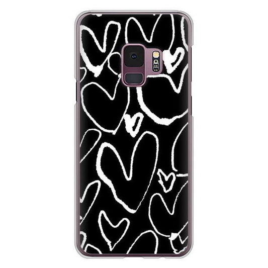Galaxy S9 SC-02K docomo 高画質仕上げ 背面印刷 ハードケース 【1124 ハート BK&WH】