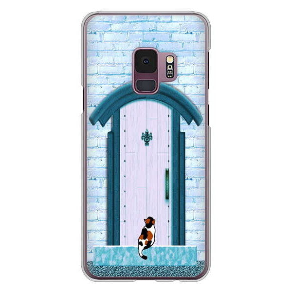 Galaxy S9 SC-02K docomo 高画質仕上げ 背面印刷 ハードケース 猫とドア