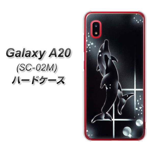 docomo ギャラクシー A20 SC-02M 高画質仕上げ 背面印刷 ハードケース【158 ブラックドルフィン】