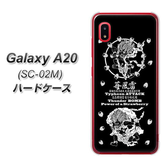 docomo ギャラクシー A20 SC-02M 高画質仕上げ 背面印刷 ハードケース【AG839 苺風雷神(黒)】