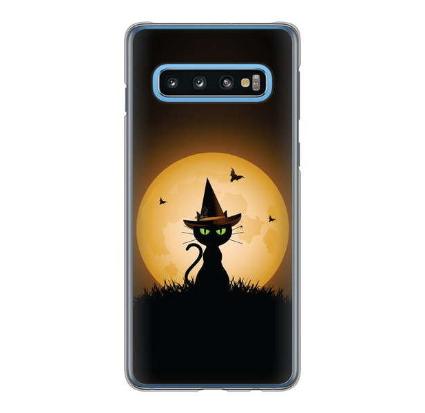 Galaxy S10 SC-03L docomo 高画質仕上げ 背面印刷 ハードケース 夜とネコ