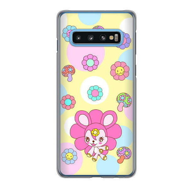 Galaxy S10 SC-03L docomo 高画質仕上げ 背面印刷 ハードケース むかいあぐる フラワーうさぎのフラッピョン