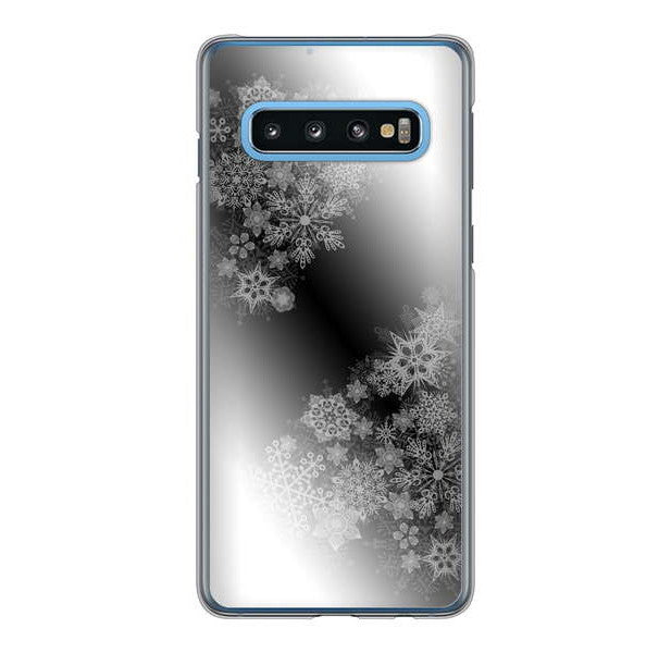 Galaxy S10 SC-03L docomo 高画質仕上げ 背面印刷 ハードケース 【YJ340 モノトーン 雪の結晶 】