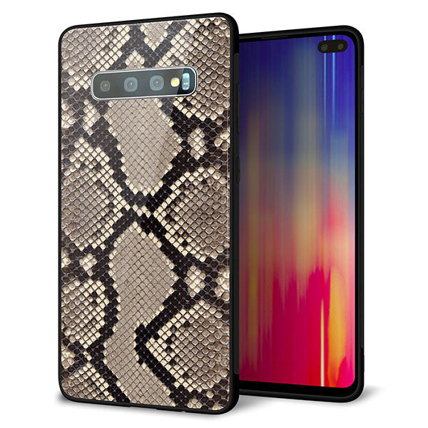 docomo ギャラクシー S10+ SC-04L 強化ガラス&TPUスマホケース ガラプリ【049 ヘビ柄】