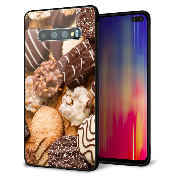 docomo ギャラクシー S10+ SC-04L 強化ガラス&TPUスマホケース ガラプリ【442 クッキー mix】