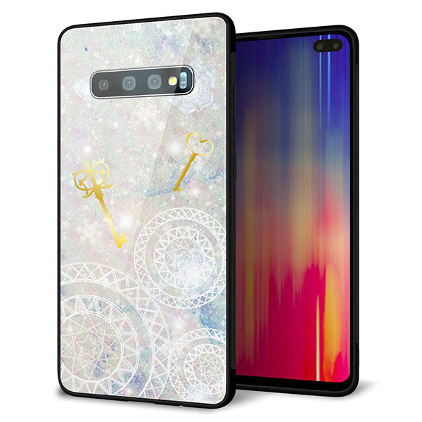 docomo ギャラクシー S10+ SC-04L 強化ガラス&TPUスマホケース ガラプリ【KM881 魔法陣と鍵】