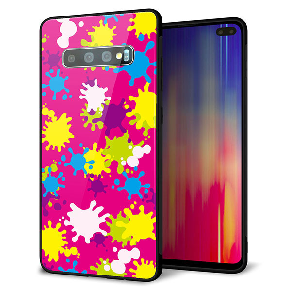 docomo ギャラクシー S10+ SC-04L 強化ガラス&TPUスマホケース ガラプリ【MA876 ペイントピンク】