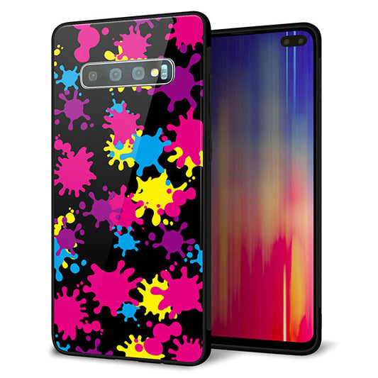 docomo ギャラクシー S10+ SC-04L 強化ガラス&TPUスマホケース ガラプリ【MA877 ペイントブラック】