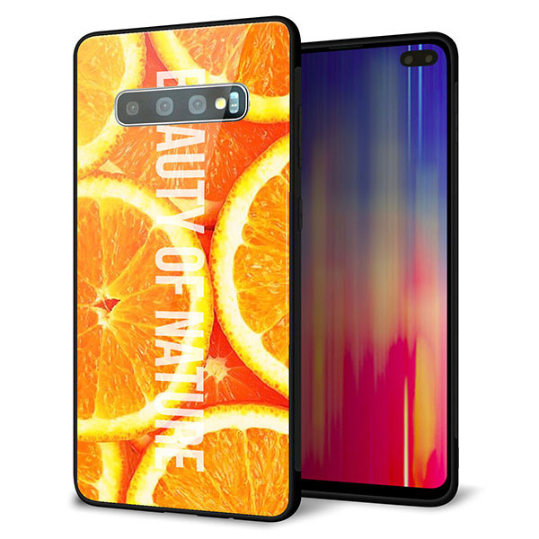 docomo ギャラクシー S10+ SC-04L 強化ガラス&TPUスマホケース ガラプリ【MA882 オレンジ】