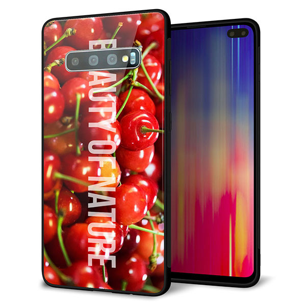docomo ギャラクシー S10+ SC-04L 強化ガラス&TPUスマホケース ガラプリ【MA883 チェリー】