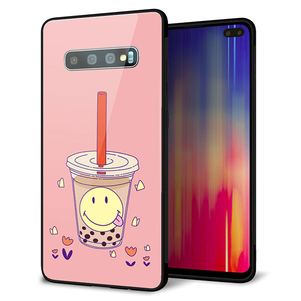 docomo ギャラクシー S10+ SC-04L 強化ガラス&TPUスマホケース ガラプリ【MA903 タピオカ】