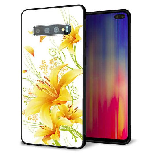 docomo ギャラクシー S10+ SC-04L 強化ガラス&TPUスマホケース ガラプリ【SC852 ユリ(イエロー)】