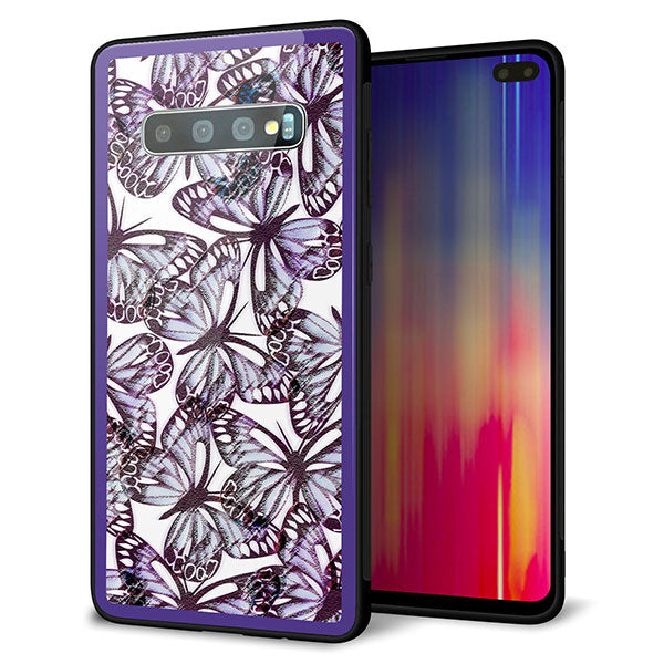docomo ギャラクシー S10+ SC-04L 強化ガラス&TPUスマホケース ガラプリ【SC903 ガーデンバタフライ パープル】