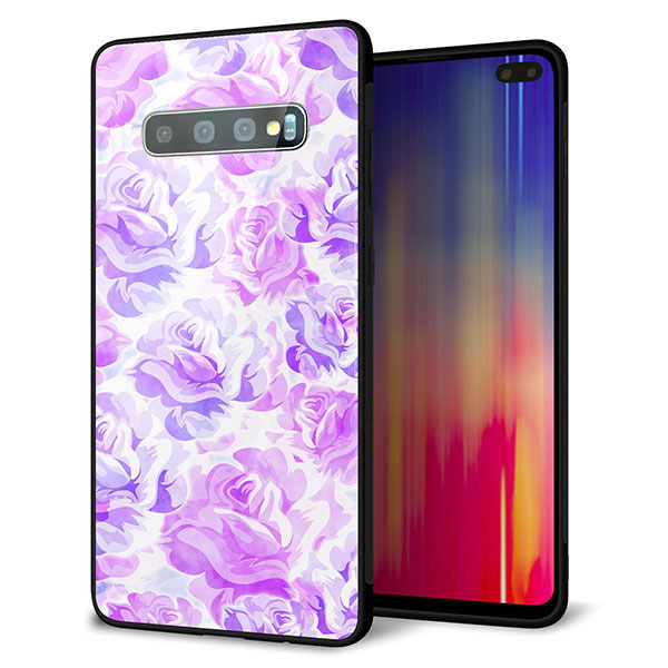 docomo ギャラクシー S10+ SC-04L 強化ガラス&TPUスマホケース ガラプリ【SC929 ローズ パープル】