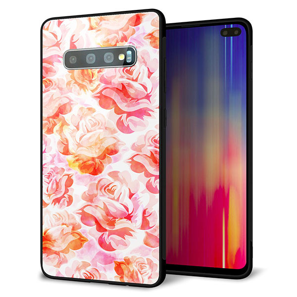 docomo ギャラクシー S10+ SC-04L 強化ガラス&TPUスマホケース ガラプリ【SC930 ローズ レッド】