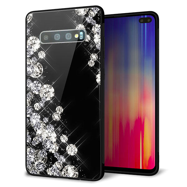 docomo ギャラクシー S10+ SC-04L 強化ガラス&TPUスマホケース ガラプリ【VA871 ダイヤモンドフレーム】