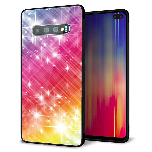 docomo ギャラクシー S10+ SC-04L 強化ガラス&TPUスマホケース ガラプリ【VA872 レインボーフレーム】