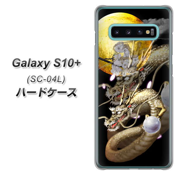 docomo ギャラクシー S10+ SC-04L 高画質仕上げ 背面印刷 ハードケース【1003 月と龍】