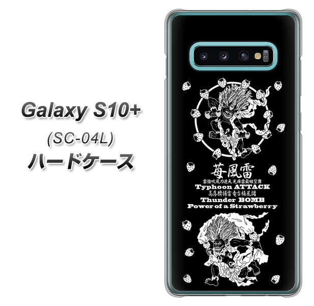 docomo ギャラクシー S10+ SC-04L 高画質仕上げ 背面印刷 ハードケース【AG839 苺風雷神(黒)】