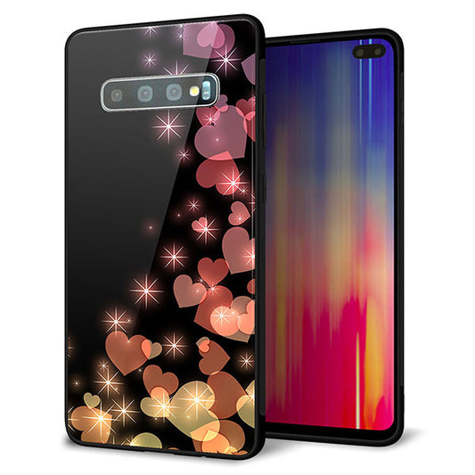 docomo ギャラクシー S10+ オリンピック限定モデル SC-05L 強化ガラス&TPUスマホケース ガラプリ【020 夜のきらめきハート】