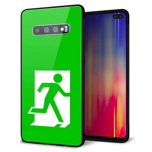 docomo ギャラクシー S10+ オリンピック限定モデル SC-05L 強化ガラス&TPUスマホケース ガラプリ【163 非常口】