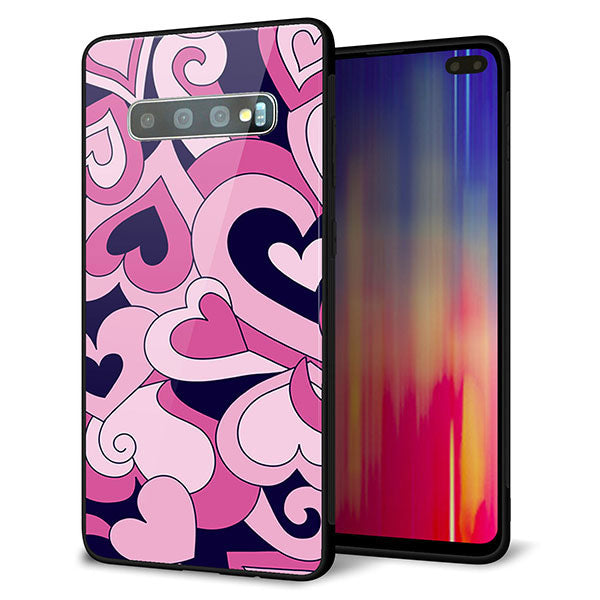 docomo ギャラクシー S10+ オリンピック限定モデル SC-05L 強化ガラス&TPUスマホケース ガラプリ【223 ハートの調べ】