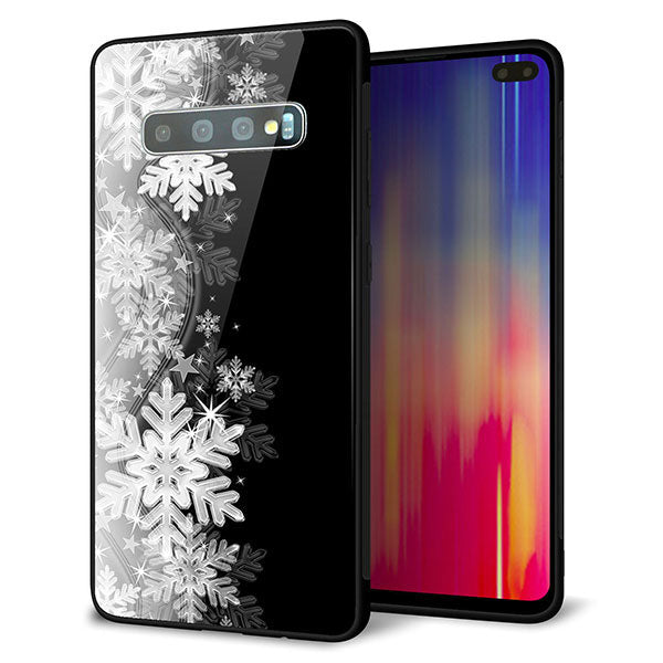 docomo ギャラクシー S10+ オリンピック限定モデル SC-05L 強化ガラス&TPUスマホケース ガラプリ【603 白銀と闇】