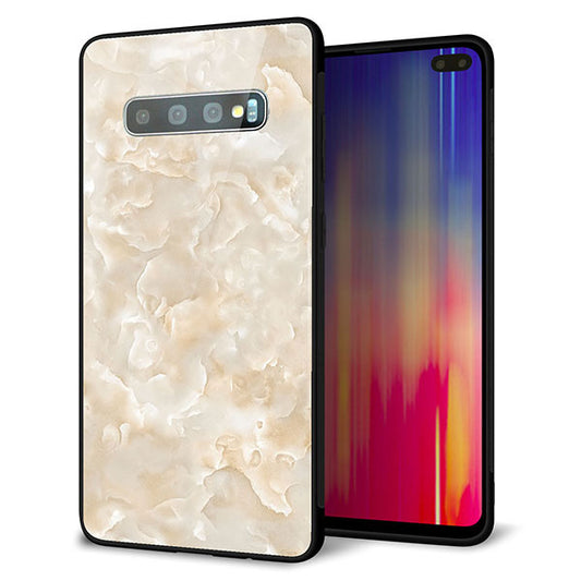 docomo ギャラクシー S10+ オリンピック限定モデル SC-05L 強化ガラス&TPUスマホケース ガラプリ【KM872 大理石パール】