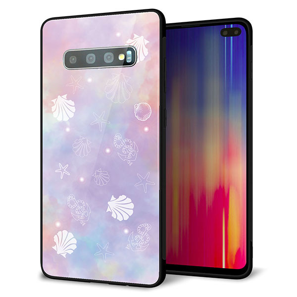 docomo ギャラクシー S10+ オリンピック限定モデル SC-05L 強化ガラス&TPUスマホケース ガラプリ【KM883 シェル柄】