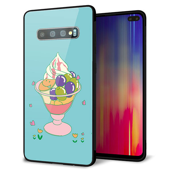 docomo ギャラクシー S10+ オリンピック限定モデル SC-05L 強化ガラス＆TPUスマホケース ガラプリ【MA905 マスカットパフェ】