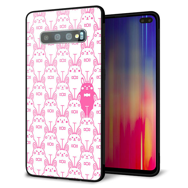 docomo ギャラクシー S10+ オリンピック限定モデル SC-05L 強化ガラス&TPUスマホケース ガラプリ【MA914 パターン ウサギ】