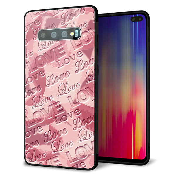 docomo ギャラクシー S10+ オリンピック限定モデル SC-05L 強化ガラス&TPUスマホケース ガラプリ【SC844 フラワーヴェルニLOVE(ローズヴェルール)】