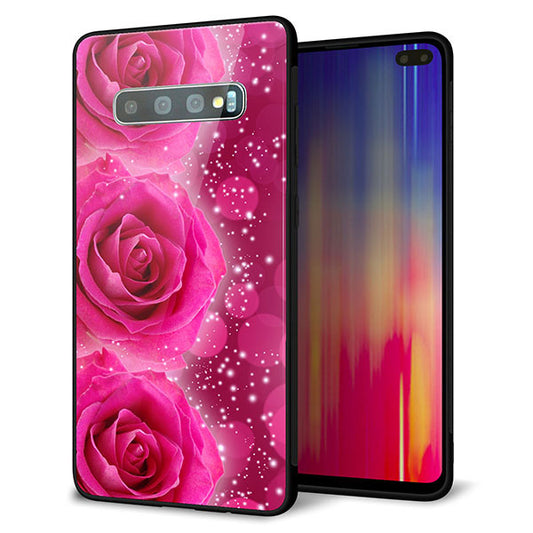 docomo ギャラクシー S10+ オリンピック限定モデル SC-05L 強化ガラス&TPUスマホケース ガラプリ【VA815 3連のバラ】
