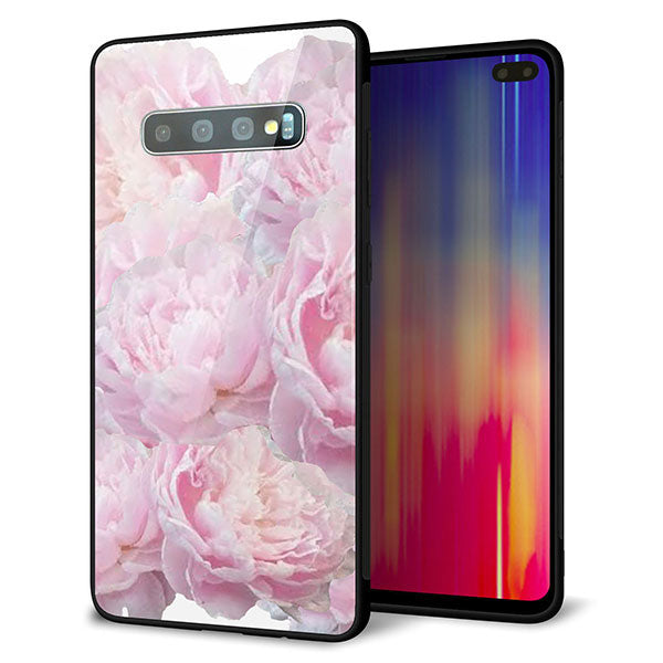 docomo ギャラクシー S10+ オリンピック限定モデル SC-05L 強化ガラス&TPUスマホケース ガラプリ【YI885 フラワー6】