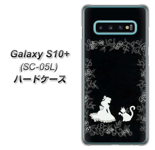 docomo ギャラクシー S10+ オリンピック限定モデル SC-05L 高画質仕上げ 背面印刷 ハードケース【1097 お姫様とネコ(モノトーン)】