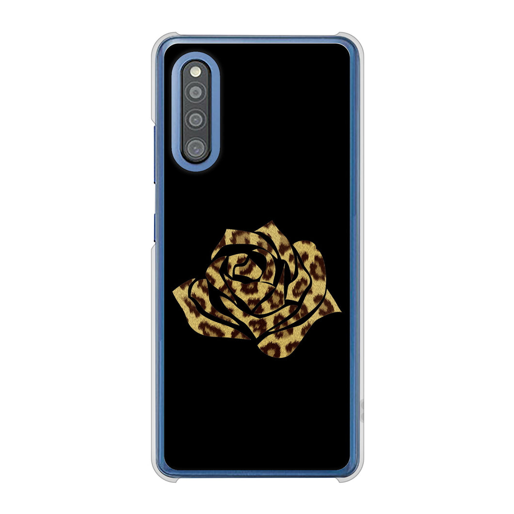 Galaxy A41 SC-41A docomo 高画質仕上げ 背面印刷 ハードケース 【1184 ヒョウのバラ(茶)】