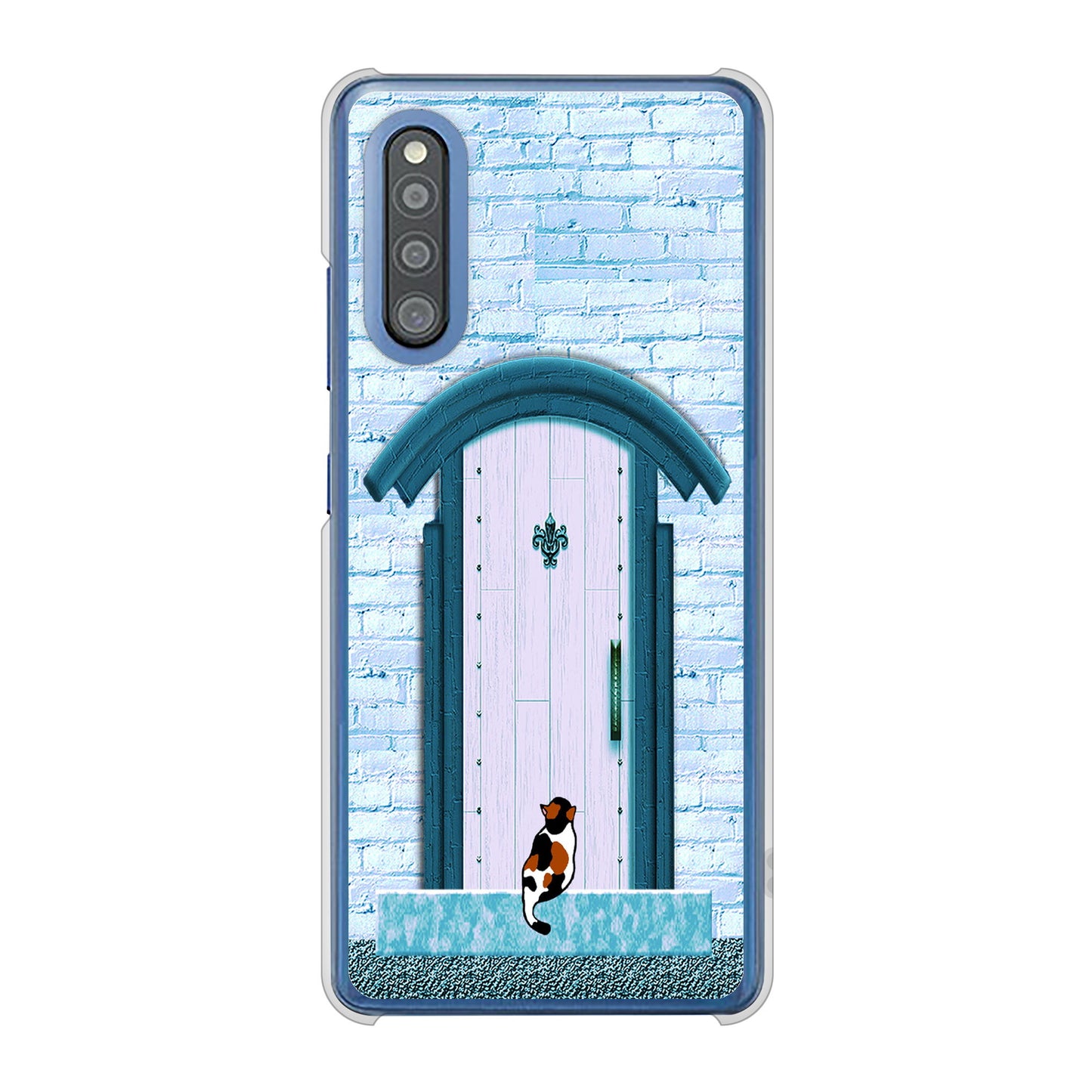 Galaxy A41 SC-41A docomo 高画質仕上げ 背面印刷 ハードケース 猫とドア