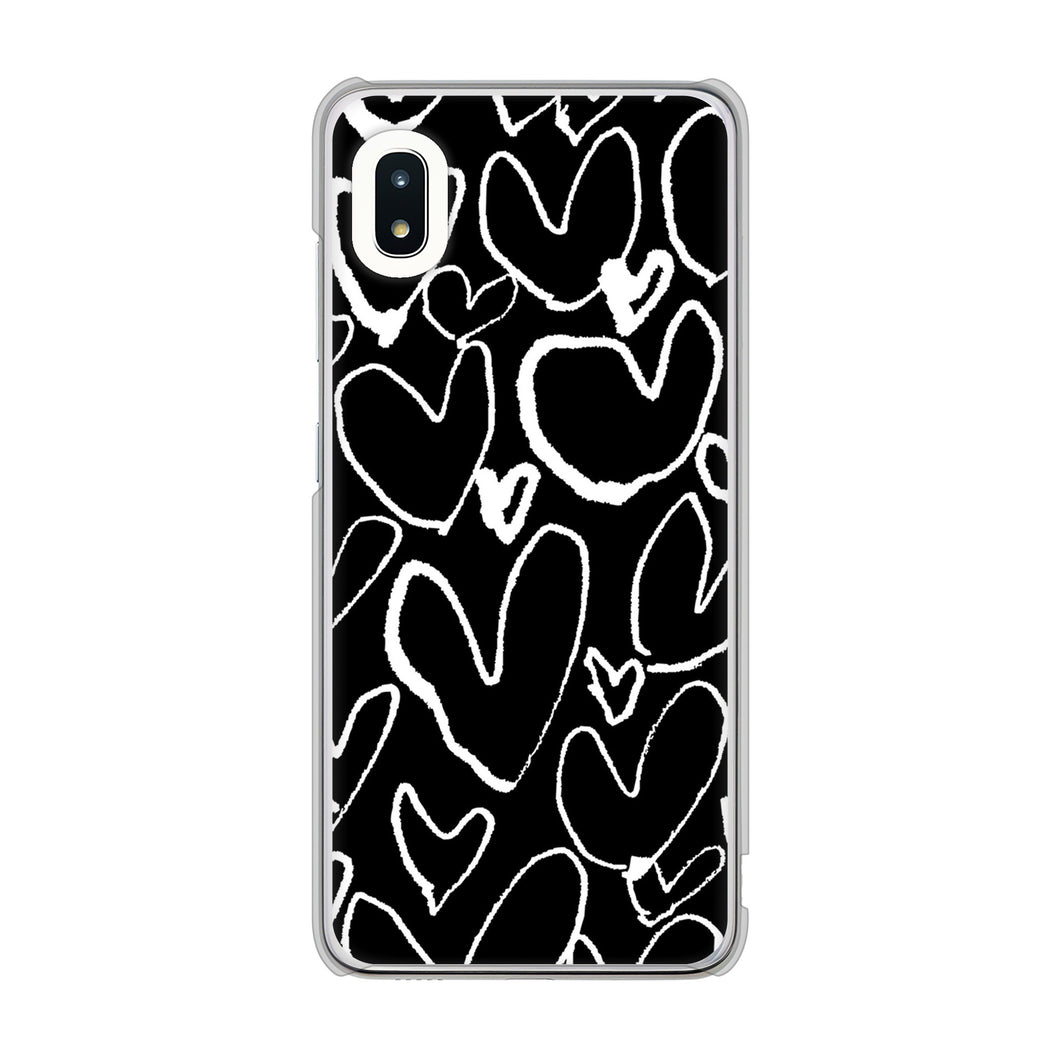 Galaxy A21 SC-42A docomo 高画質仕上げ 背面印刷 ハードケース 【1124 ハート BK&WH】