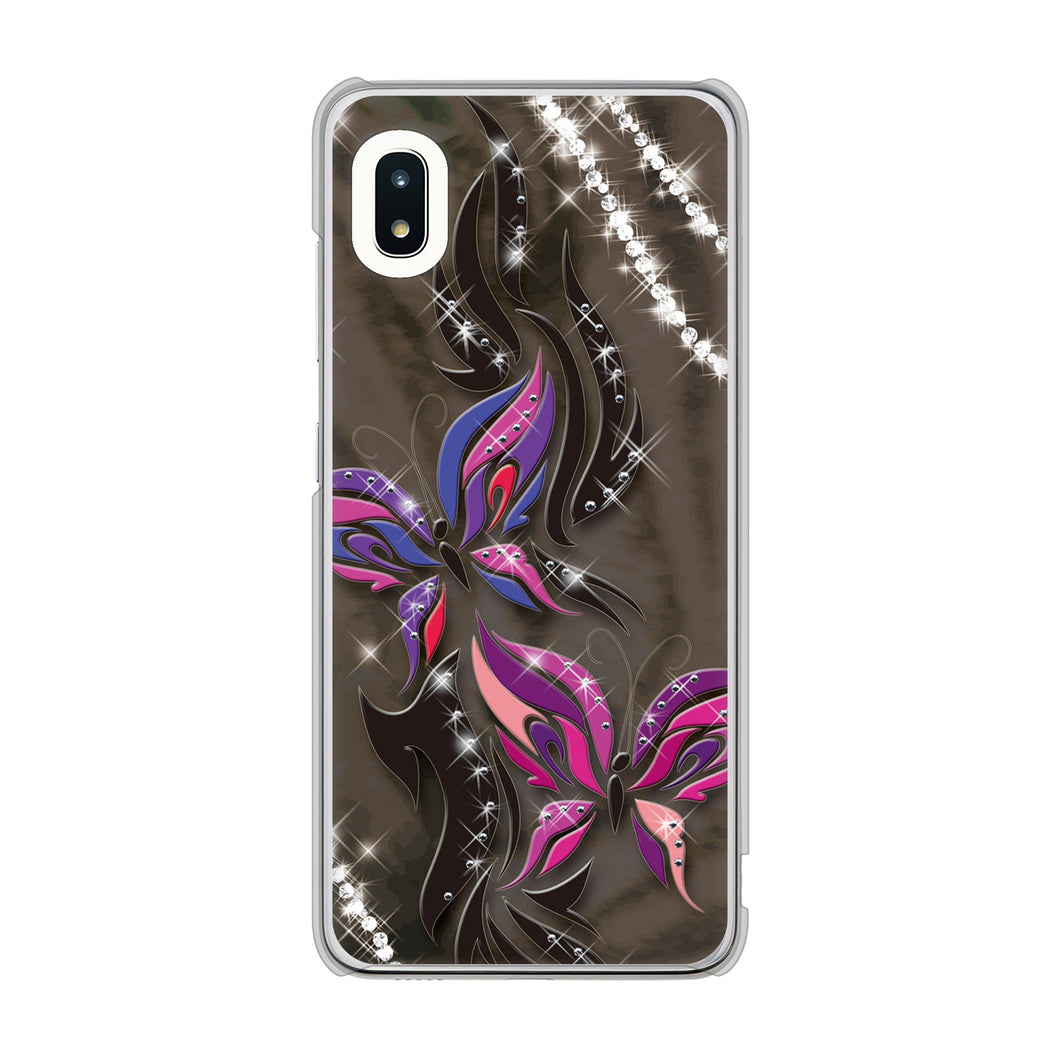 Galaxy A21 SC-42A docomo 高画質仕上げ 背面印刷 ハードケース 【1164 キラめくストーンと蝶】