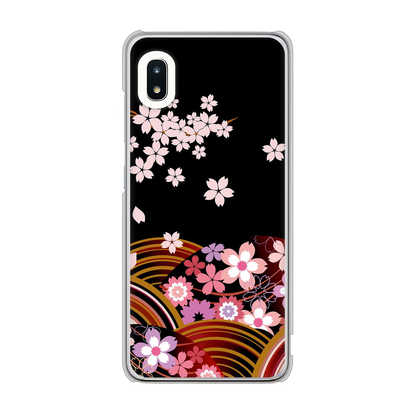 Galaxy A21 SC-42A docomo 高画質仕上げ 背面印刷 ハードケース 【1237 和柄&筆文字・夜桜の宴】