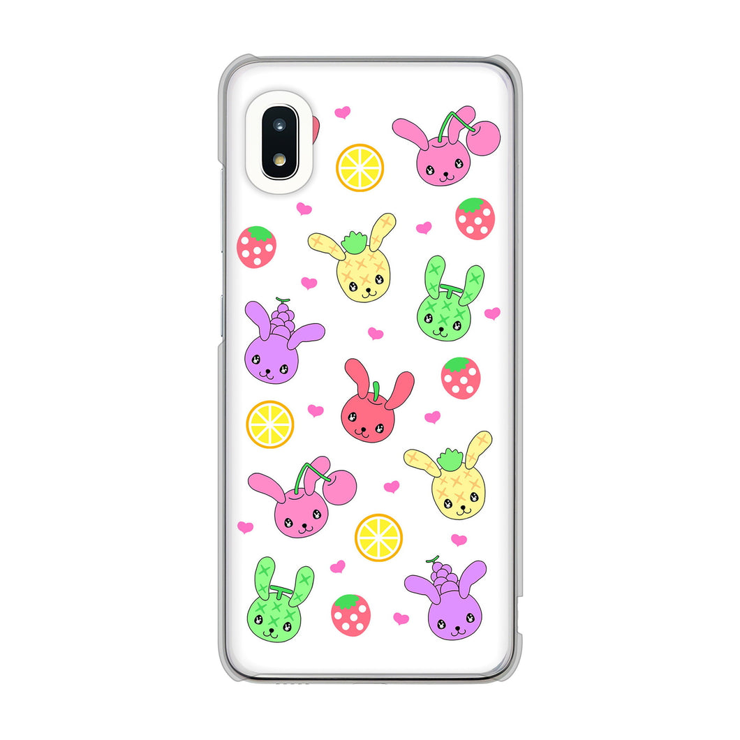 Galaxy A21 SC-42A docomo 高画質仕上げ 背面印刷 ハードケース むかいあぐる フルーツうさぎのブルーラビッツ