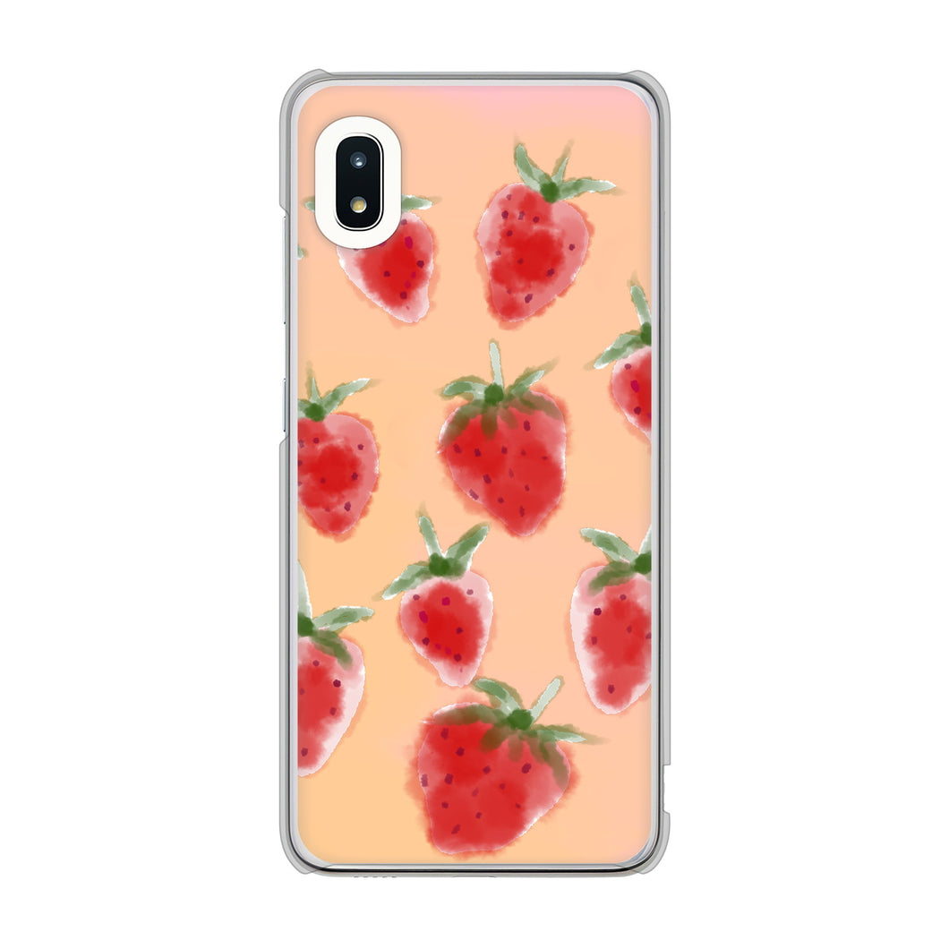 Galaxy A21 SC-42A docomo 高画質仕上げ 背面印刷 ハードケース イチゴ 水彩