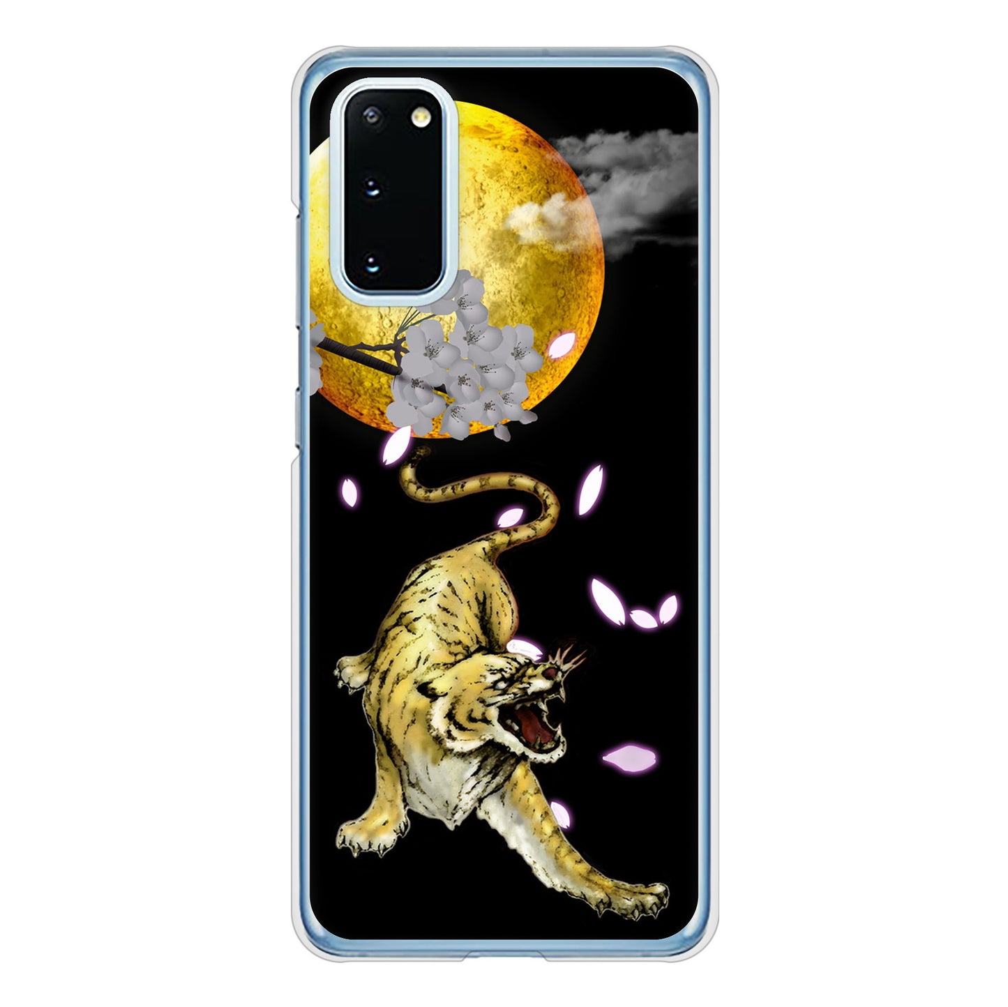 Galaxy S20 5G SC-51A docomo 高画質仕上げ 背面印刷 ハードケース 月とタイガー