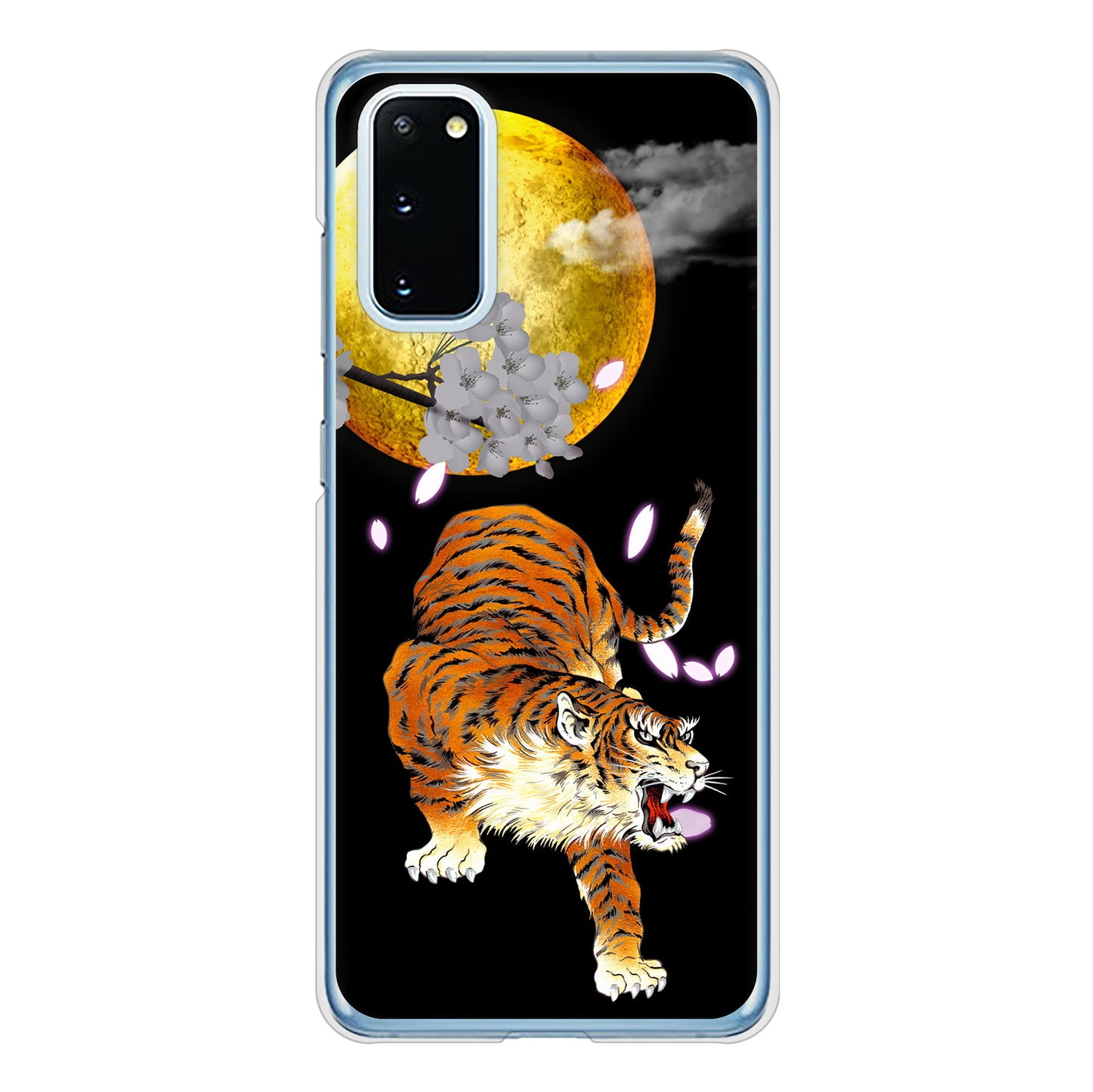 Galaxy S20 5G SC-51A docomo 高画質仕上げ 背面印刷 ハードケース 月とタイガー